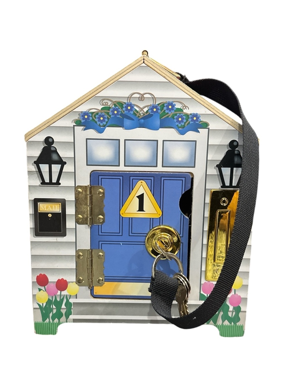 Melissa and Doug Wooden Doorbell House with4 Keys and Working Doorbells